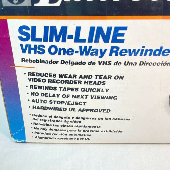 VHS Video Cassette Rewinder Emerson RW5201 Slim Line One Way Black u - Picture 5 of 5